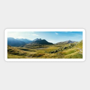 Alpine Greina High Plain on Sunny Summer Day (Grisons, Switzerland) Sticker
